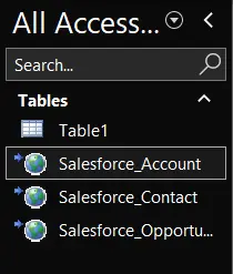 Navigate tables in Navigation Pane