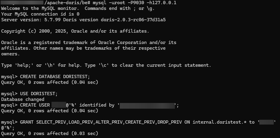 Create Doris User