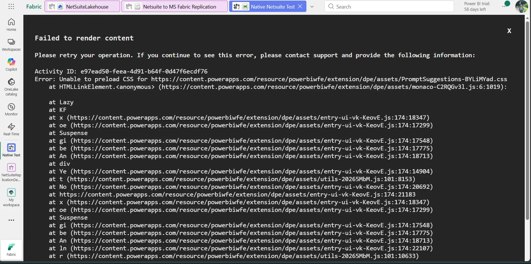 Native connector failure