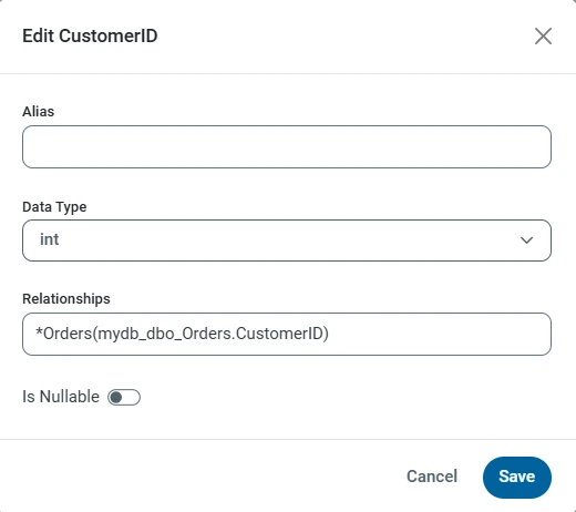One-to-many relationship defined on the CustomerID column in Customers One-to-many relationship defined on the CustomerID column in Customers