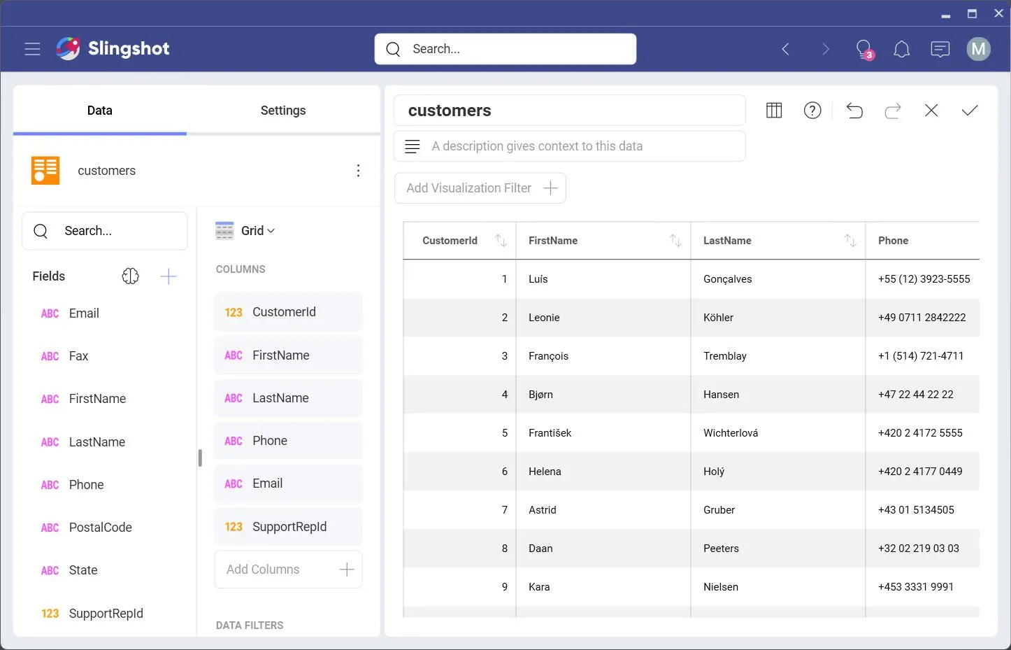 Live Grid Visualization with Selected Columns