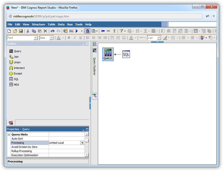 A query object created from an SQL statement.