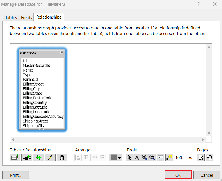 The new table gets added in the Relationships tab