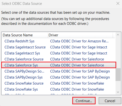 Select CData API Sys.