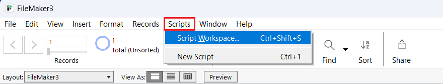 Open the Script Workspace.