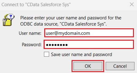 Enter the data source credentials to aunthenticate.