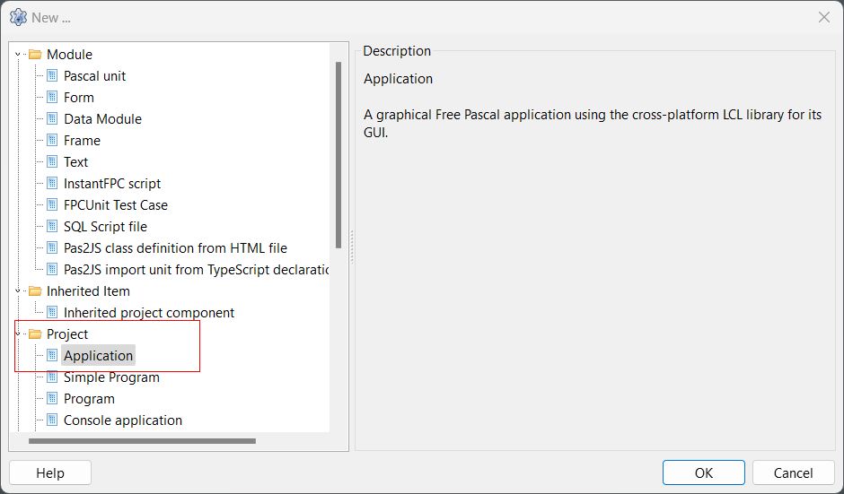 Creating a New GUI Project in Lazarus