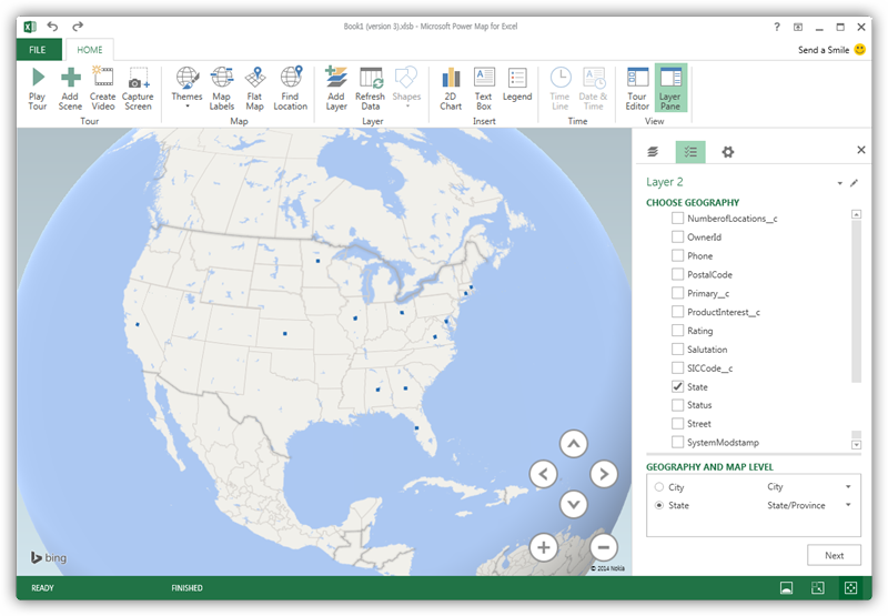 Explore Geographical Relationships in Bugzilla  with Power Map Thumbnail