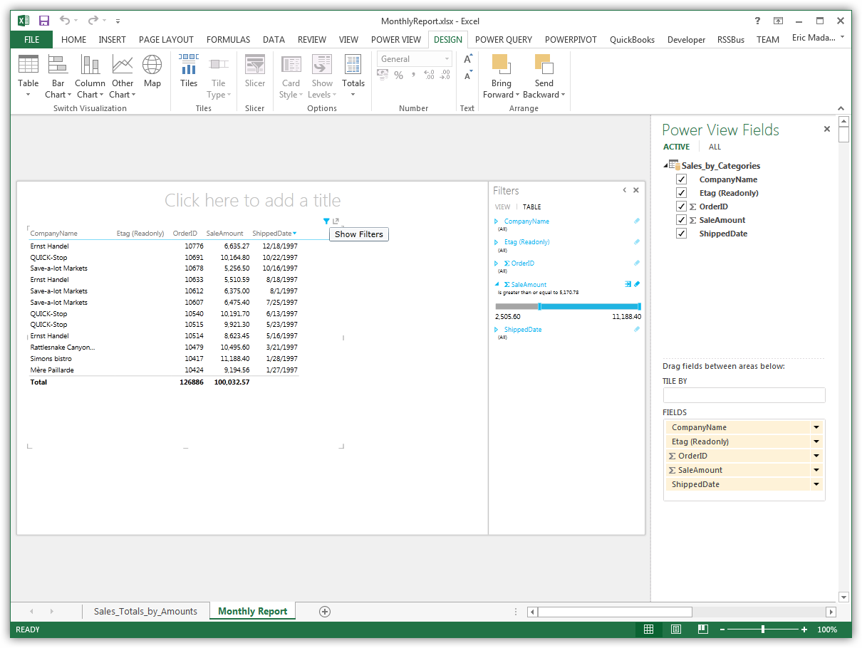 A table with a filter applied. (Salesforce is shown.)