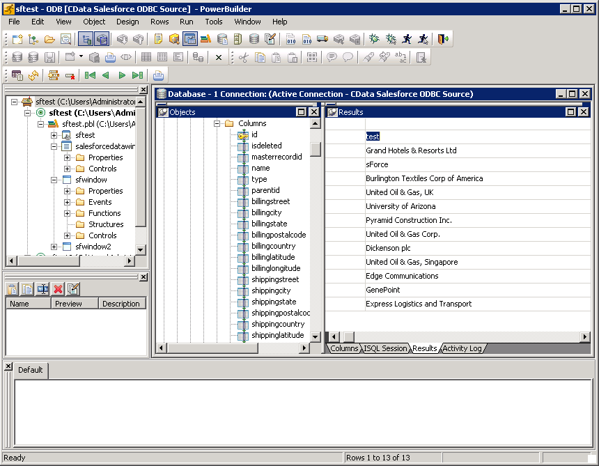 Live data accessible from an editable grid. (Salesforce is shown.)
