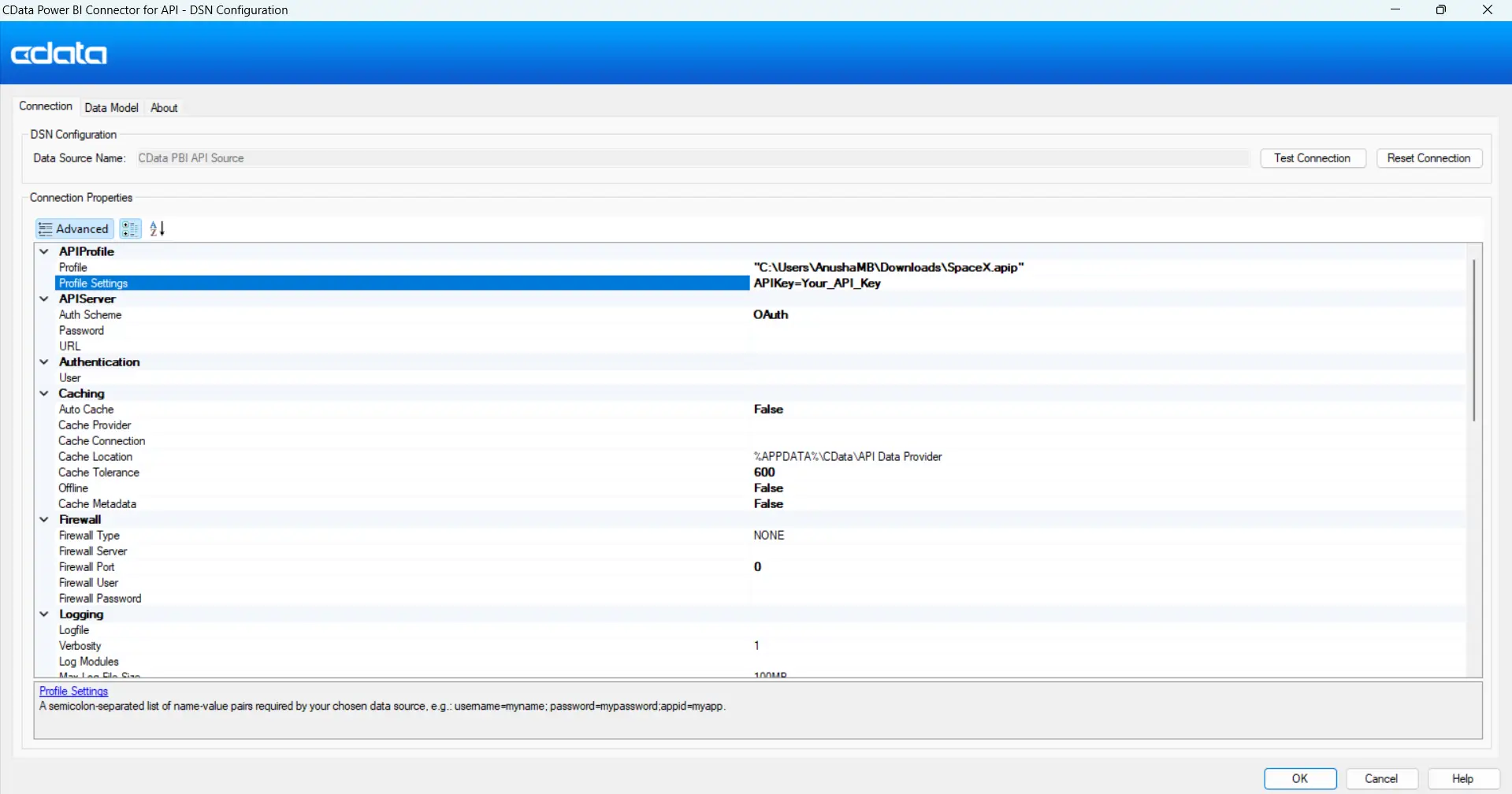 DSN Configuration with Profile path set