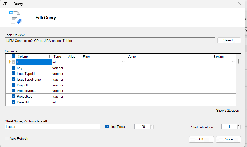 Select the required tables.