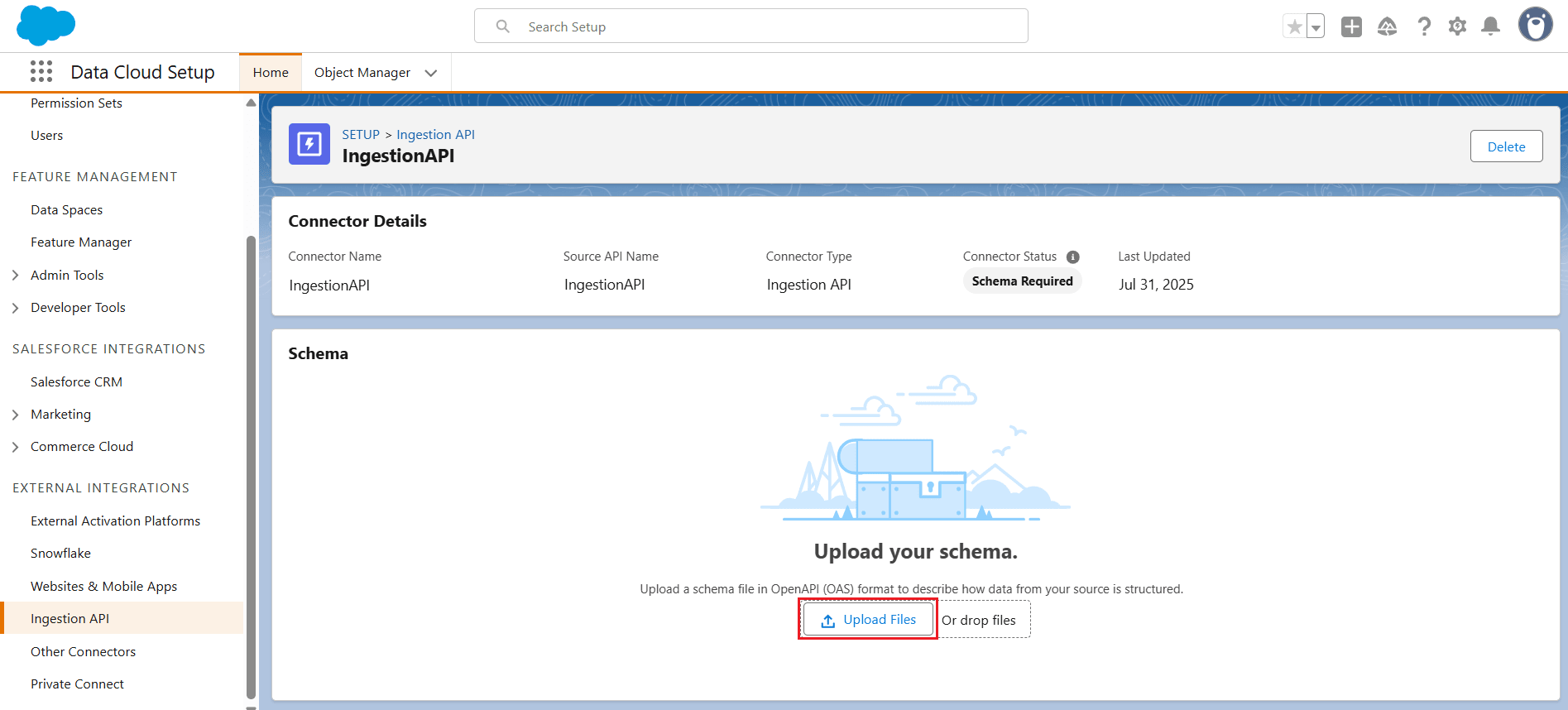 Select Upload Files to upload the OpenAPI or YAML file format