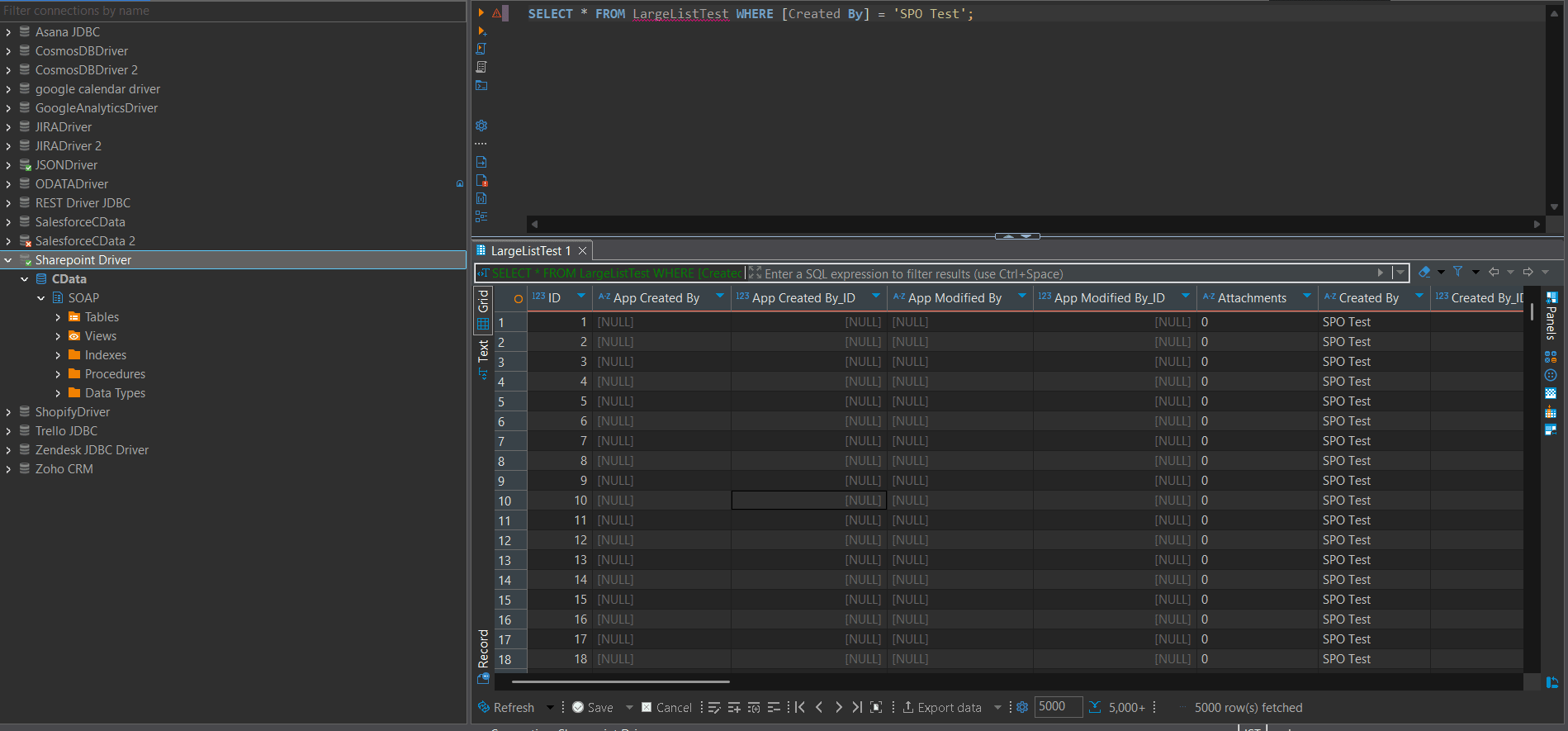 Accessing 5000 records of all the other columns