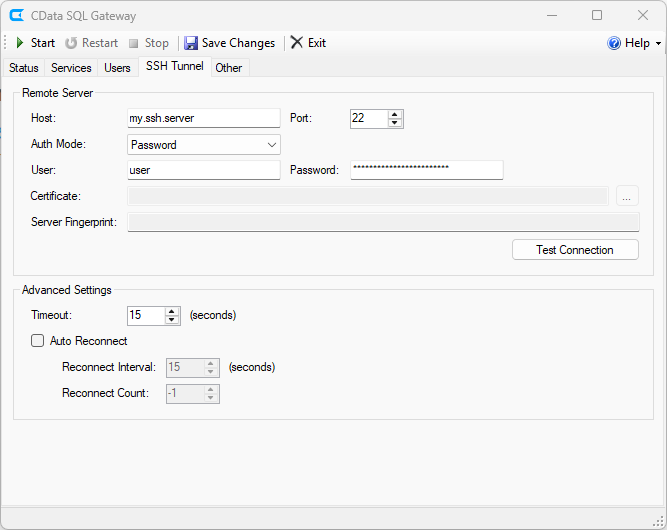 Configuring the SSH Tunnel.