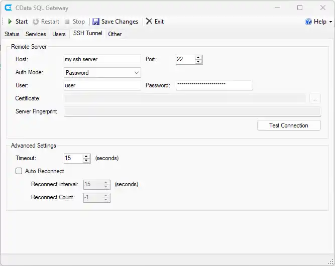 Configuring the SSH Tunnel.