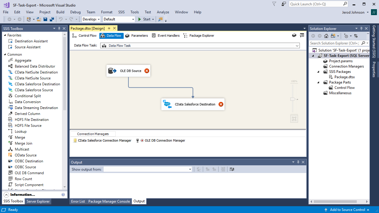 The source and destination components used in this example.