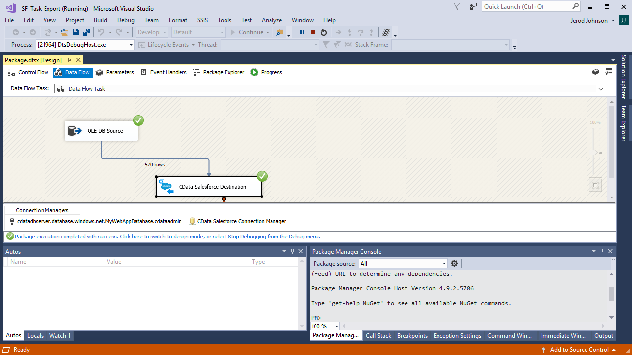 The completed export. (Salesforce is shown.)