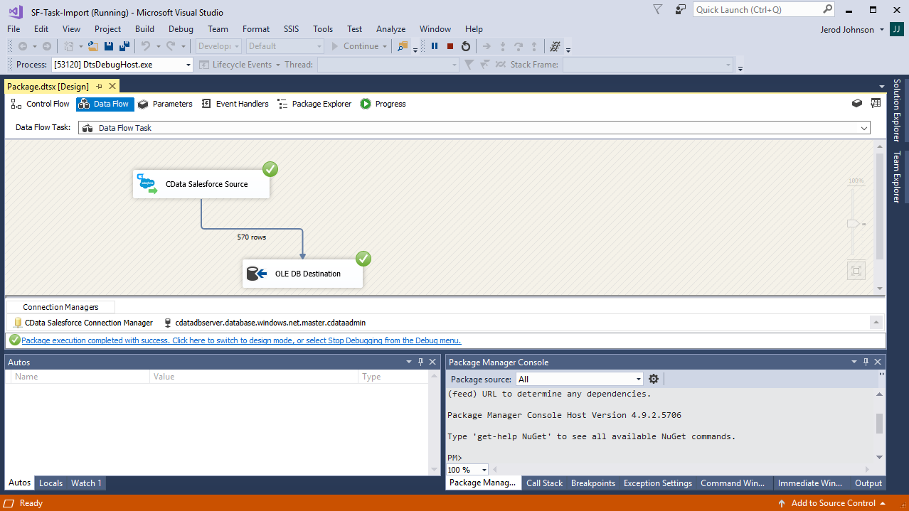 The completed import.(Salesforce is shown.)