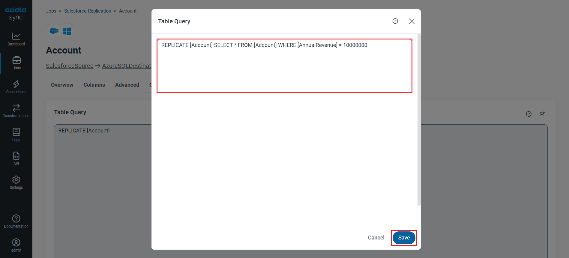 Configure a replication Transform.