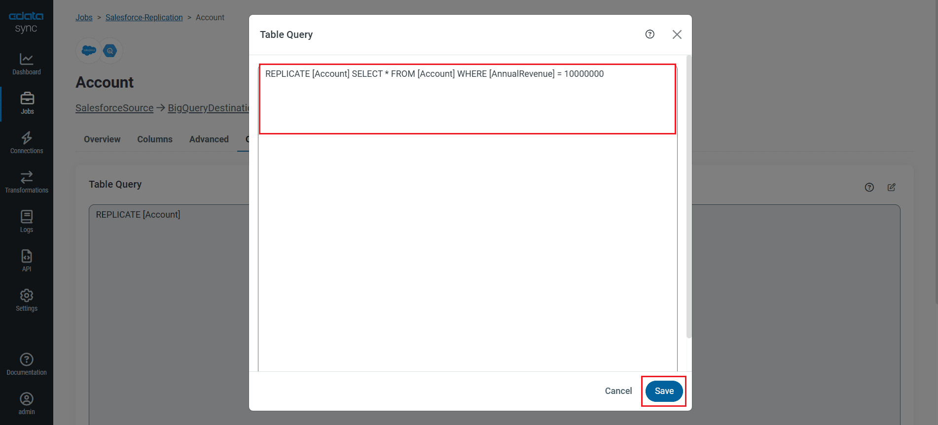 Configure a replication Transform.