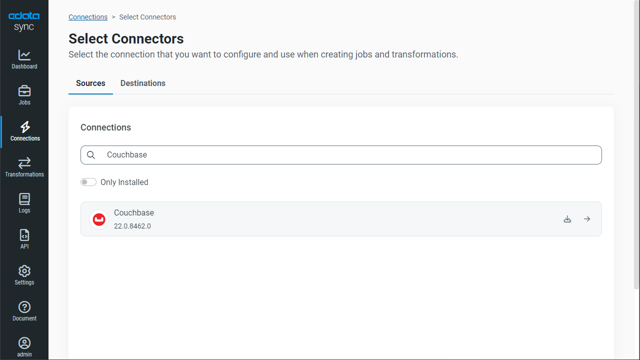 Couchbase を同期先に設定