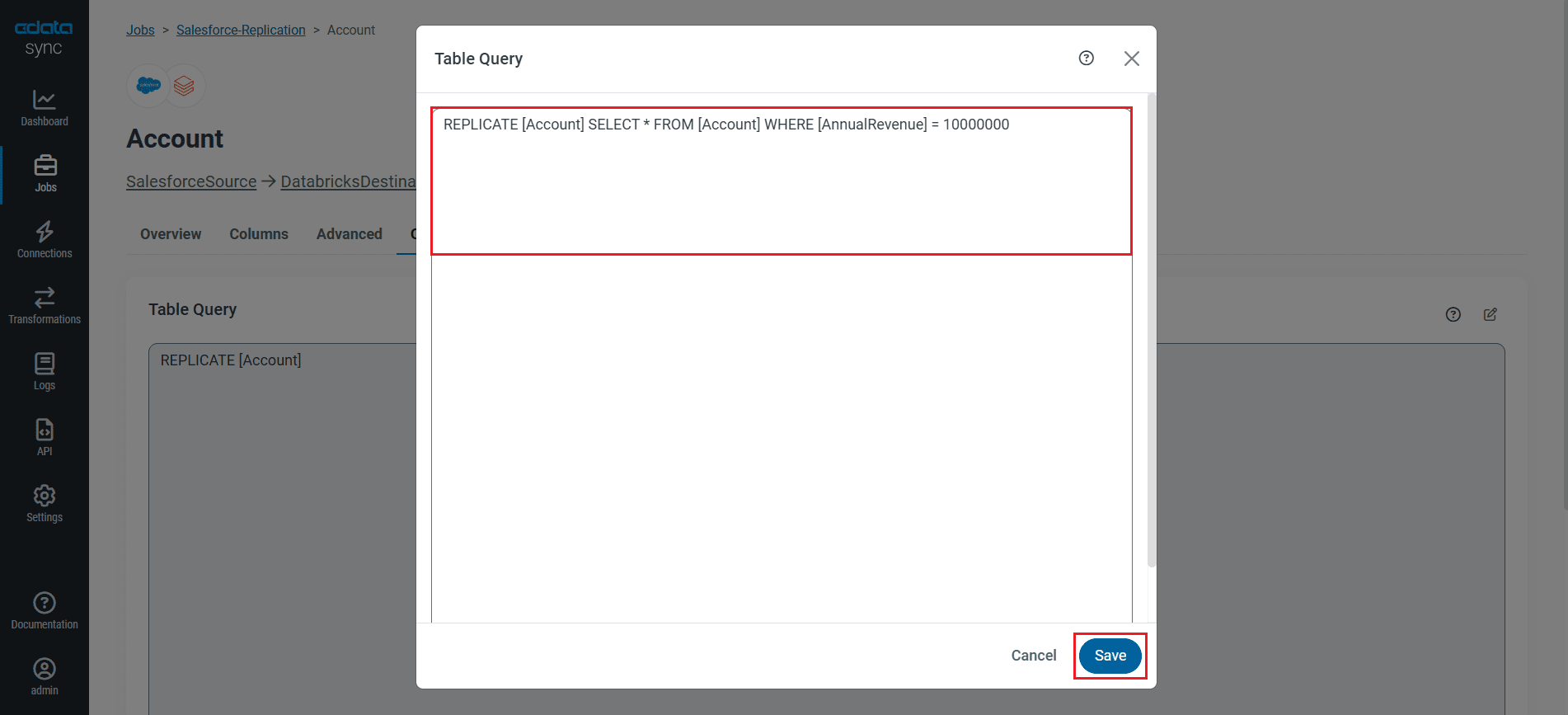 Configure a replication Transform.