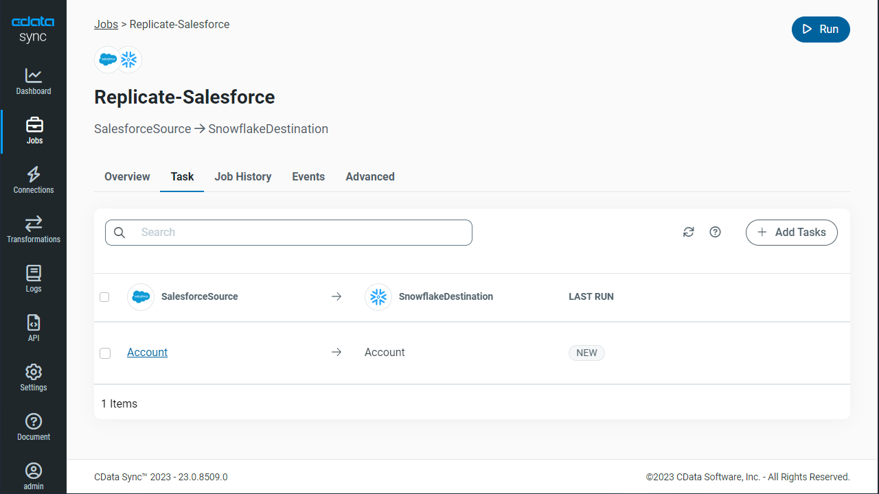 Select Source and Destination connections for the replication.