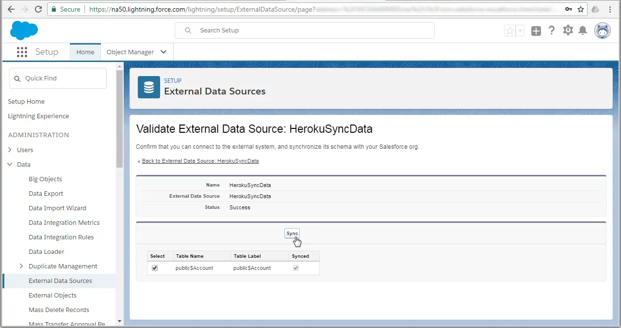 Synchronize the External Data Source.