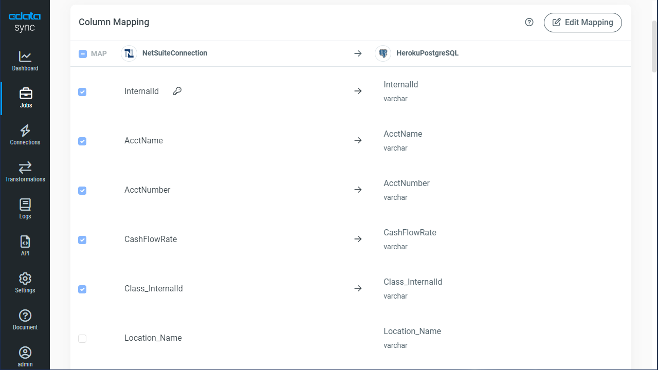 Choose which fields to replicate.