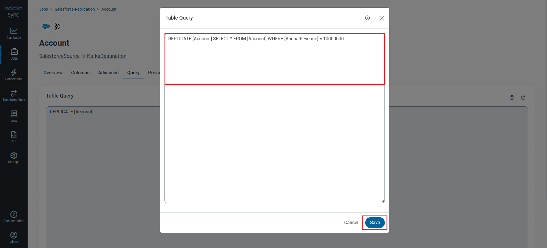 Configure a replication Transform.