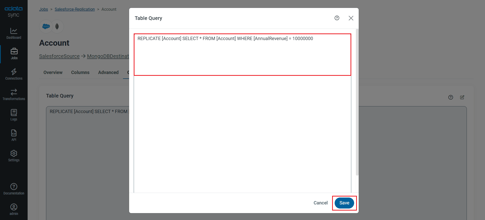 Configure a replication Transform.