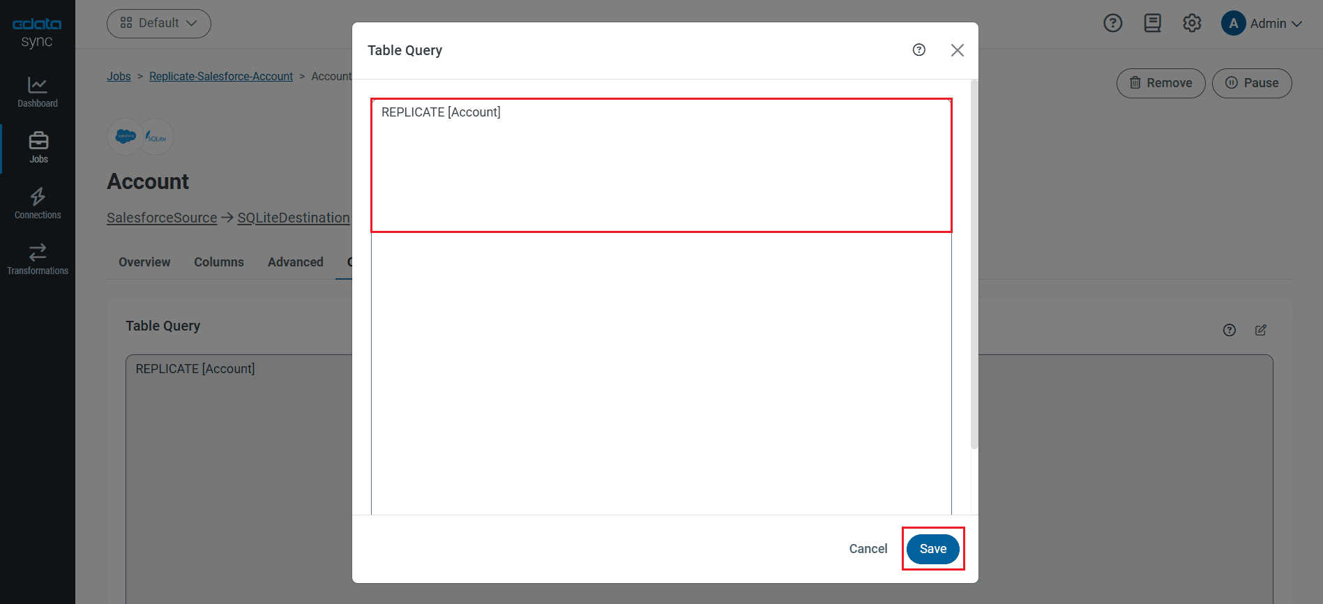 Configure a replication Transform.