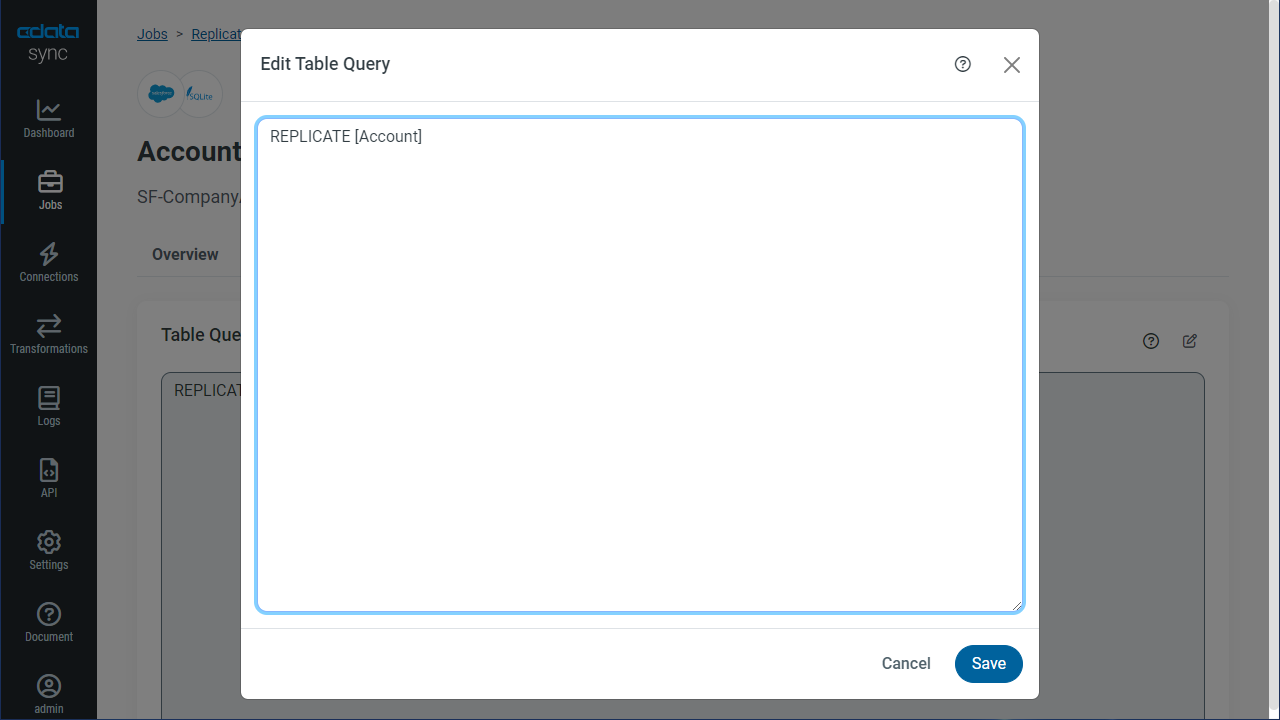 Configure a custom replication query.