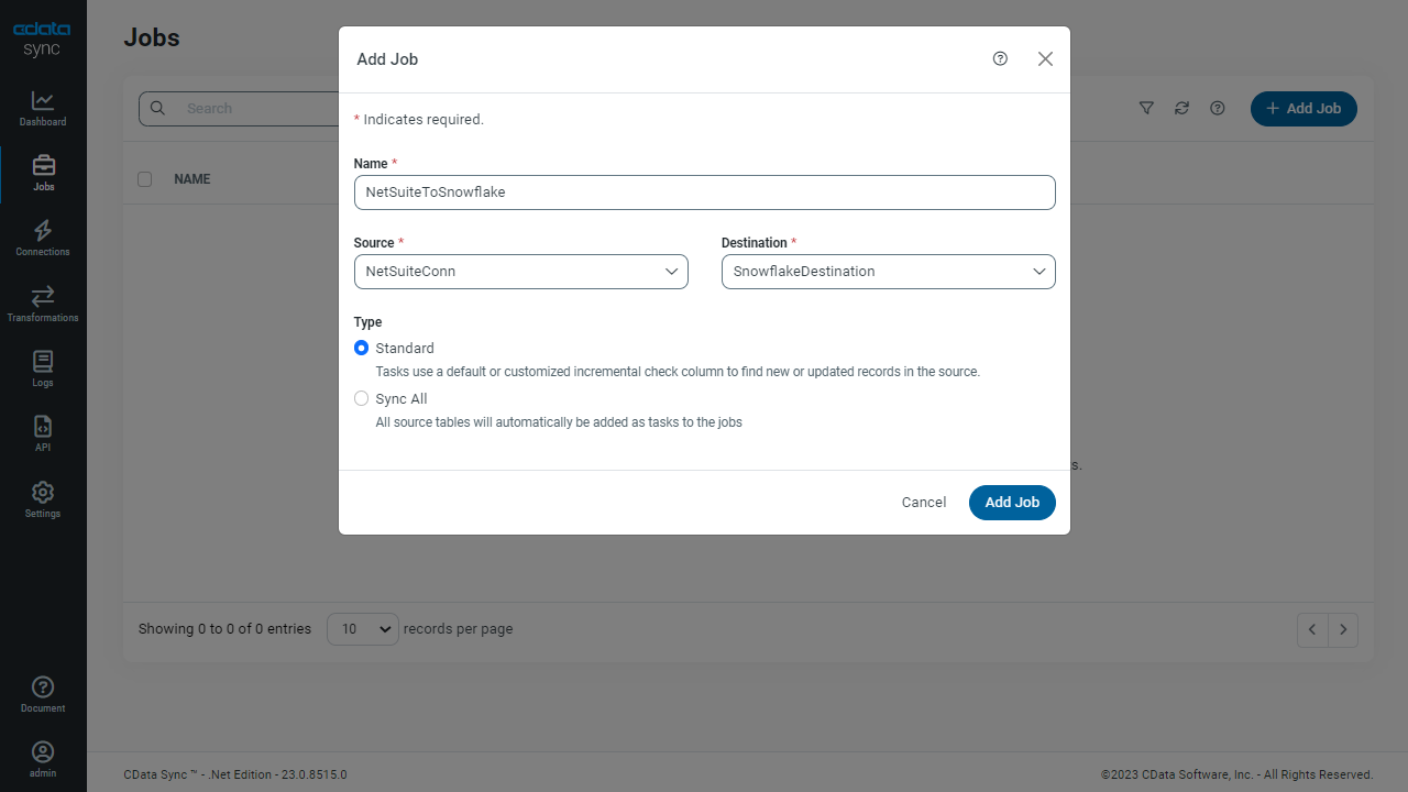 Configuring a replication job