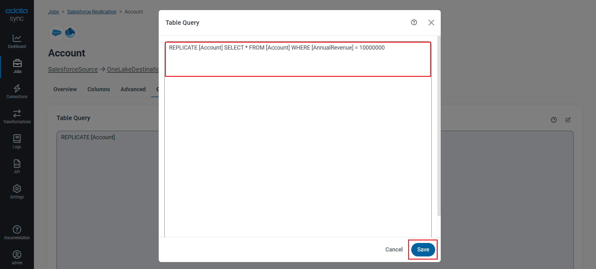 Configure a replication Transform.