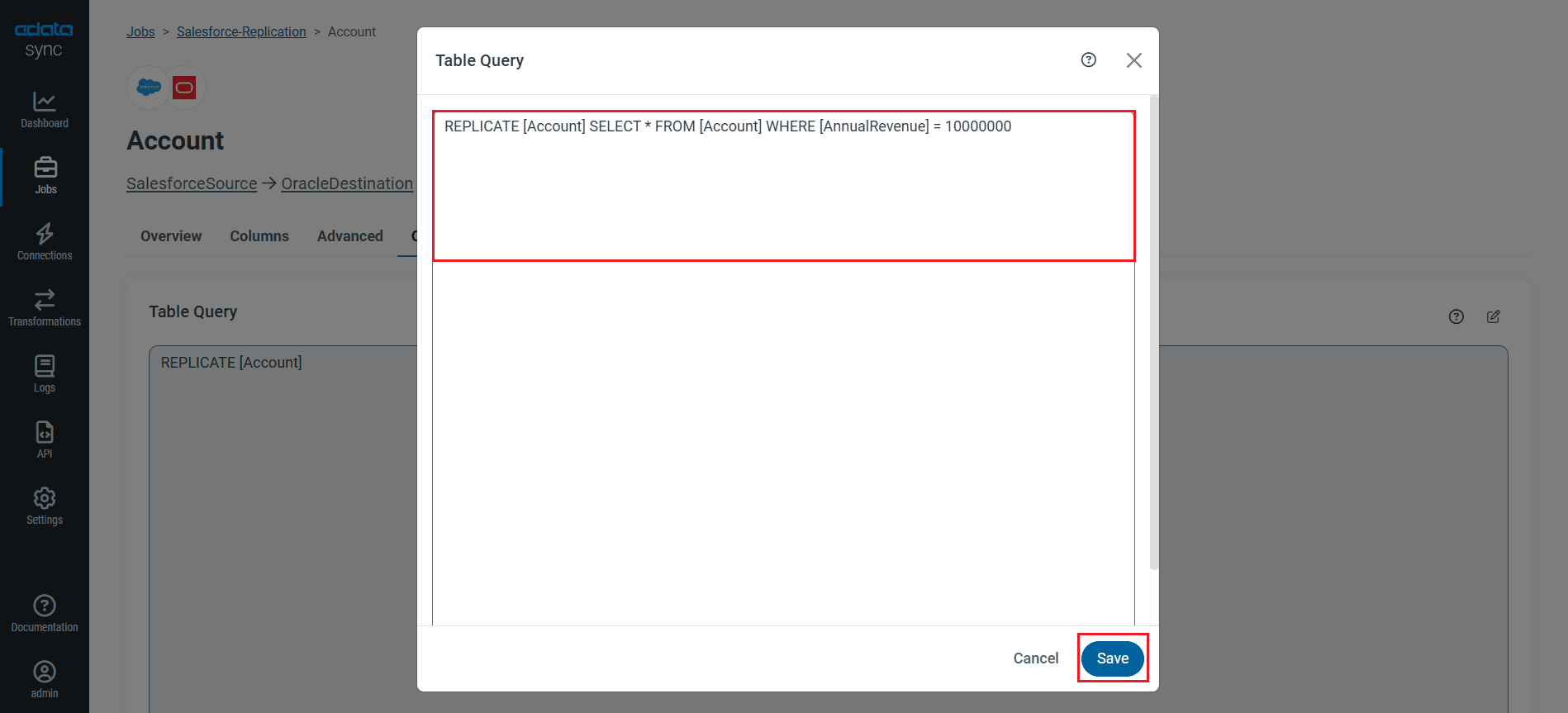 Configure a replication Transform.