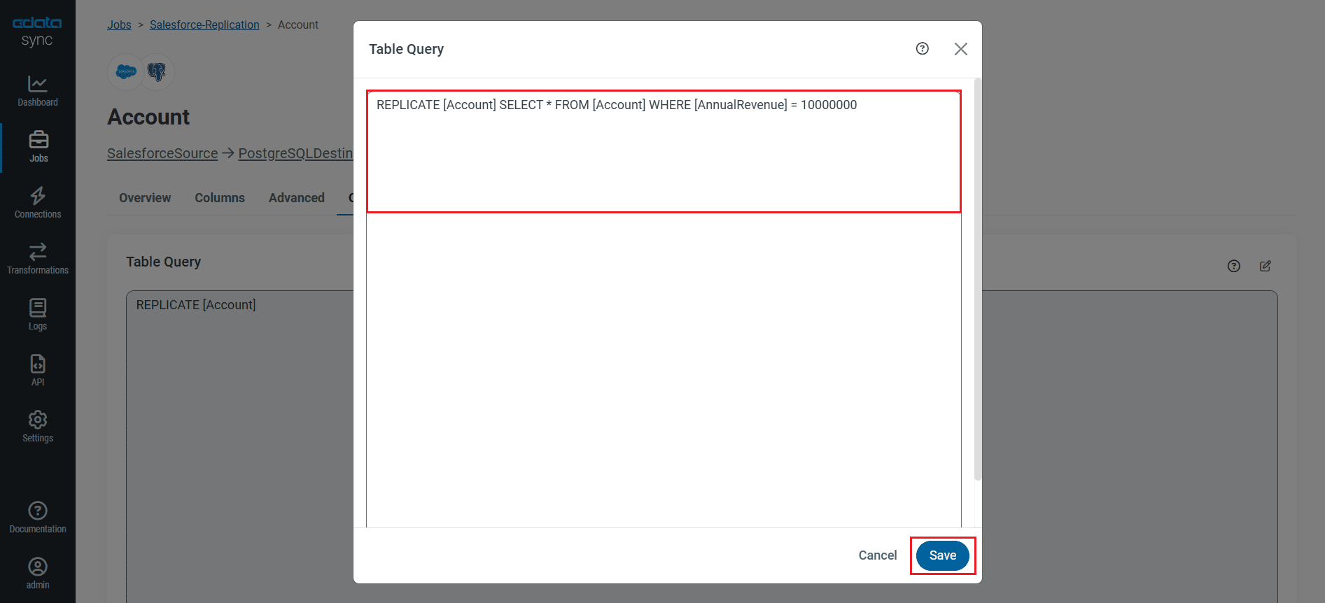 Configure a replication Transform.