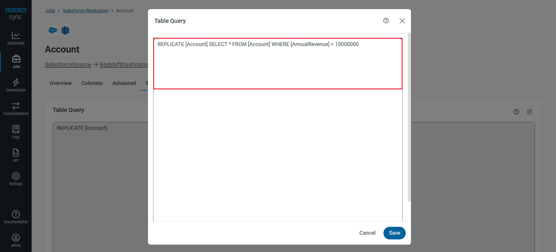 Configure a replication Transform.