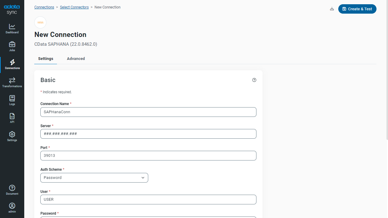 Configure a Destination connection.