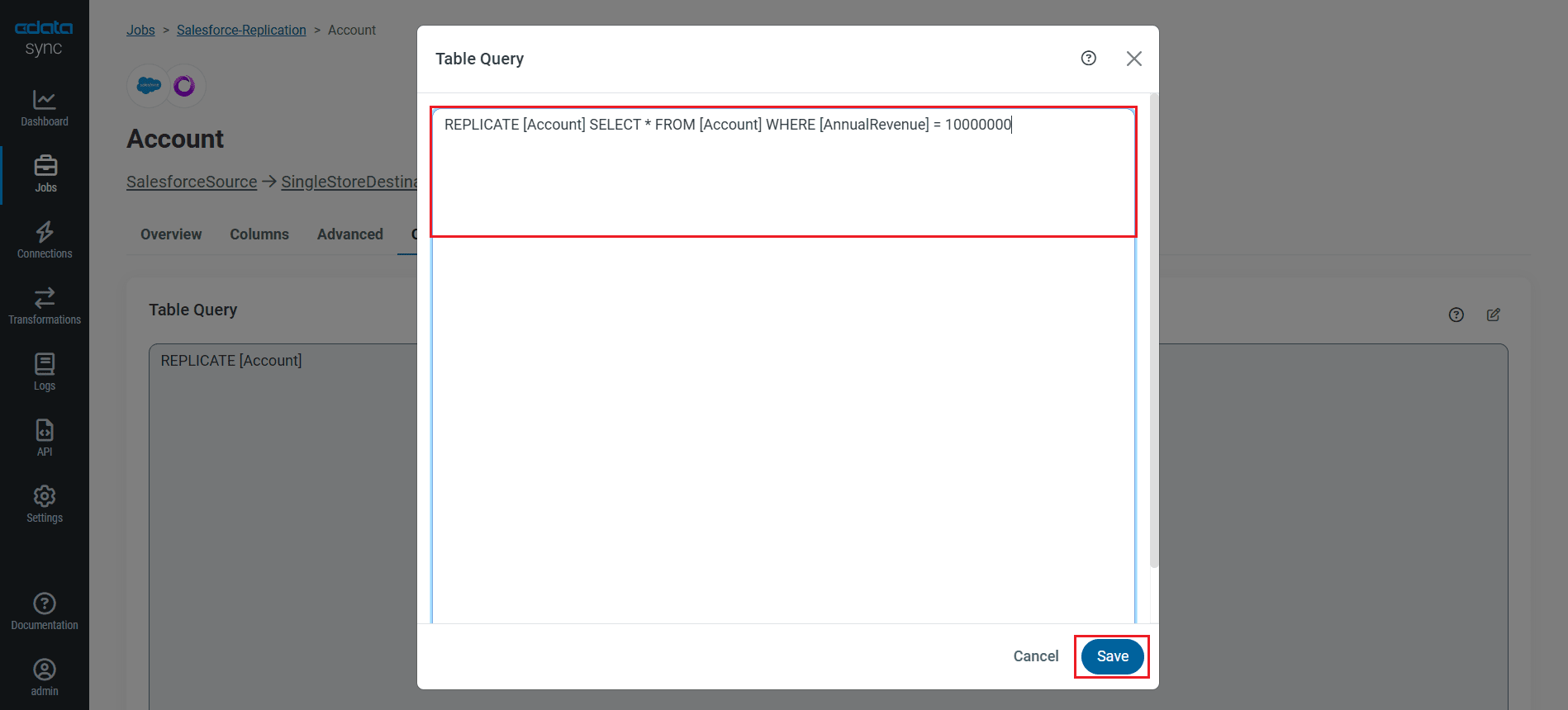 Configure a replication Transform.