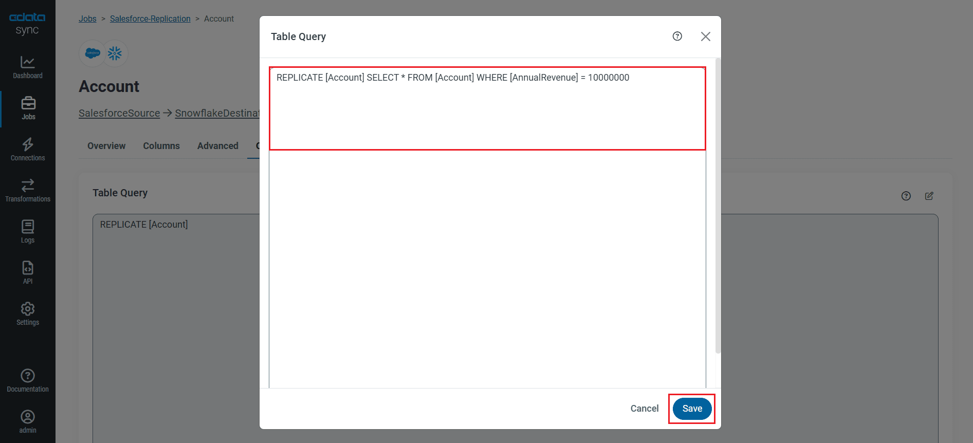 Configure a replication Transform.