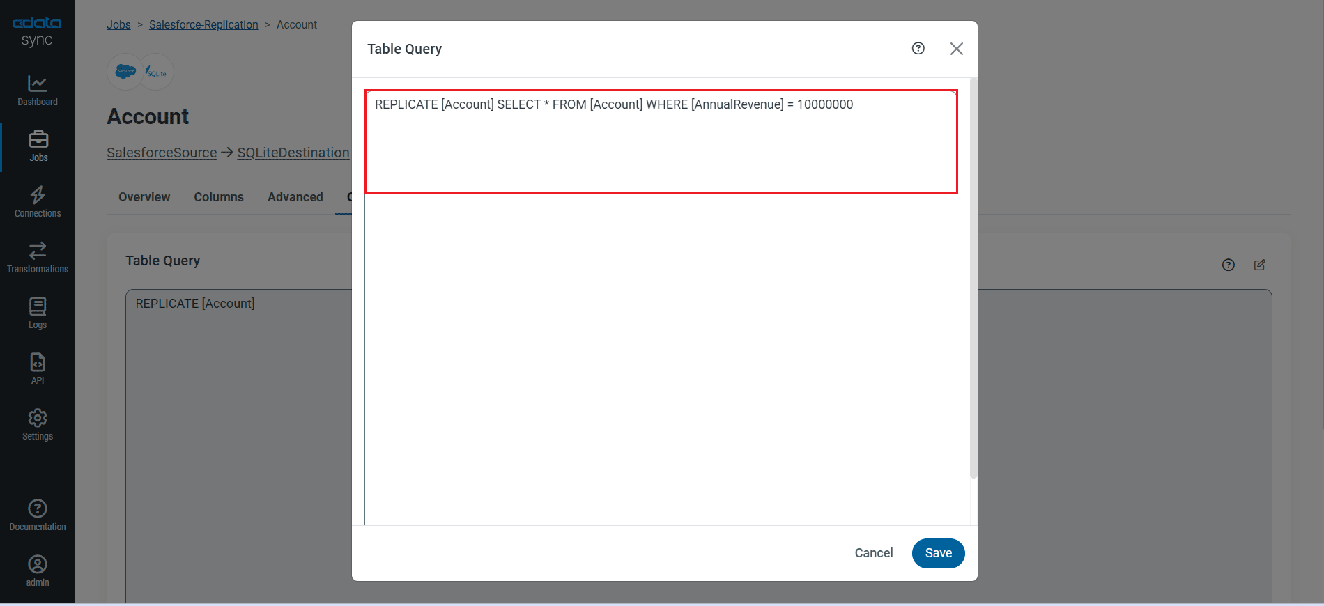 Configure a replication Transform.