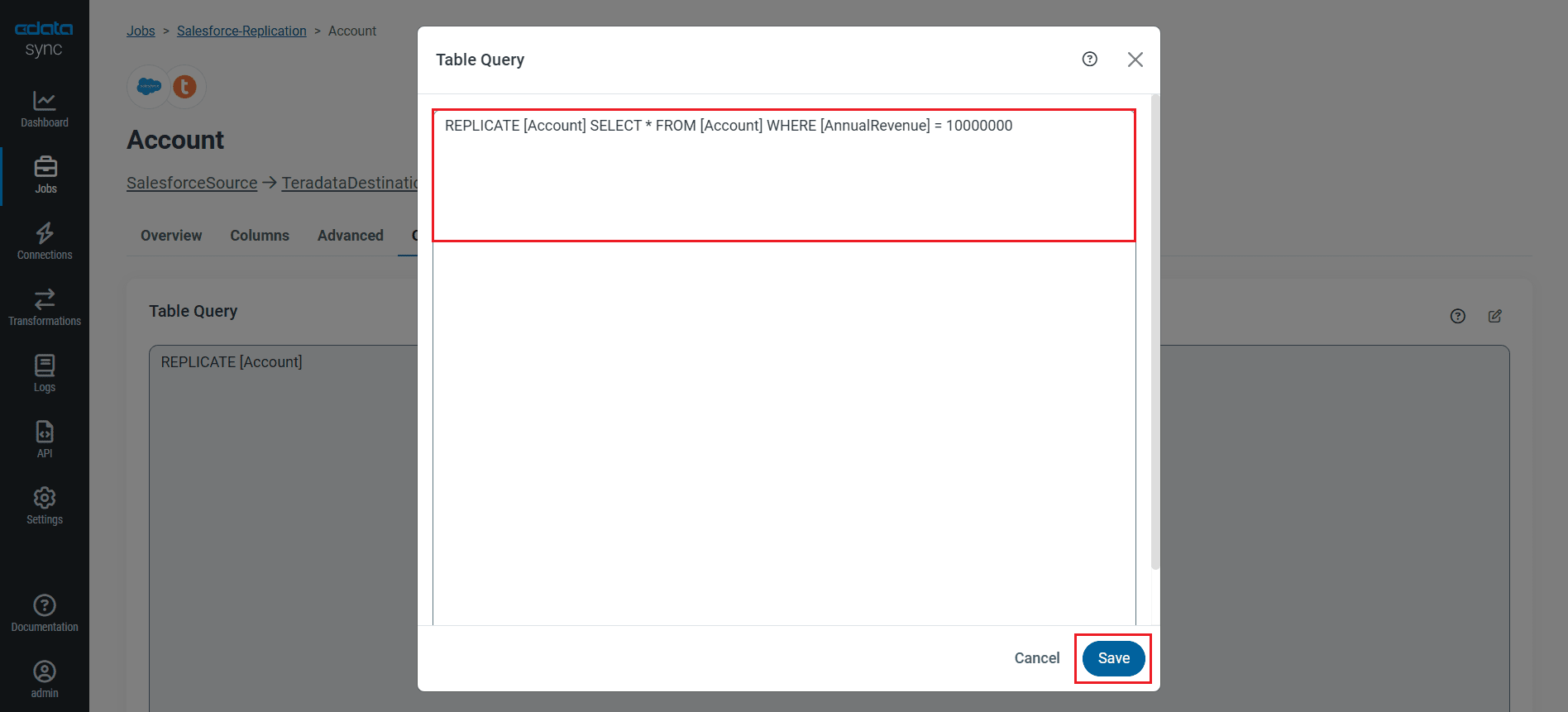 Configure a replication Transform.
