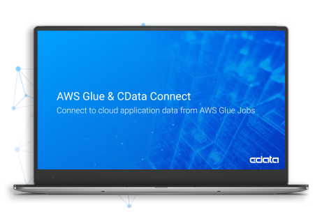 A laptop showing on the screen the thumbnail the video for integrating AWS Glue and CData connect